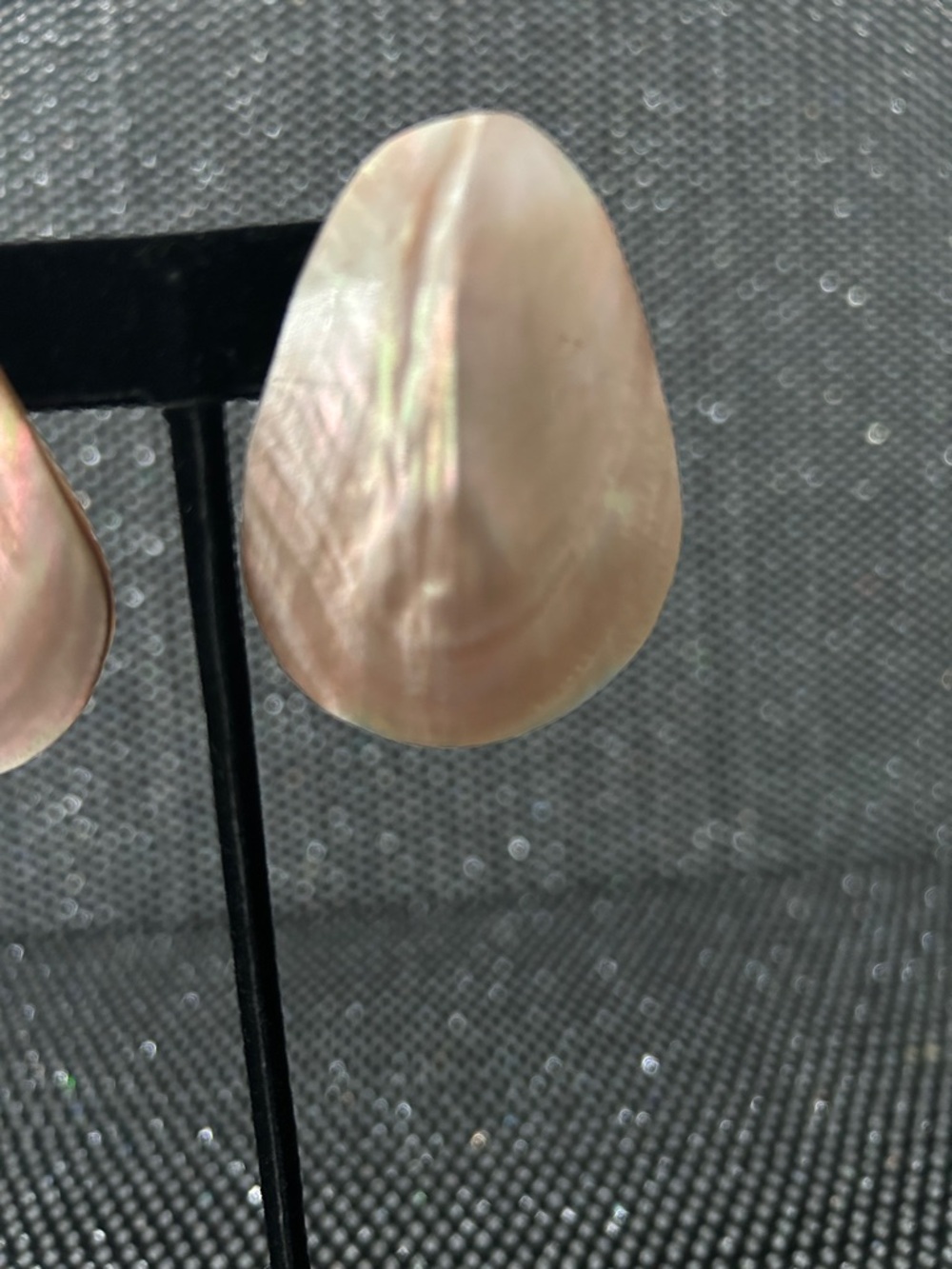 Natural Pink iridescent Mother-of-Pearl Teardrop Earrings - Picture 4 of 4